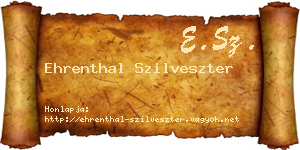 Ehrenthal Szilveszter névjegykártya
